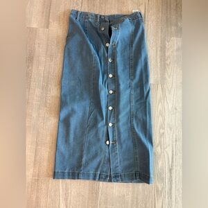 SHEIN Blue Button-Front Pencil Skirt
